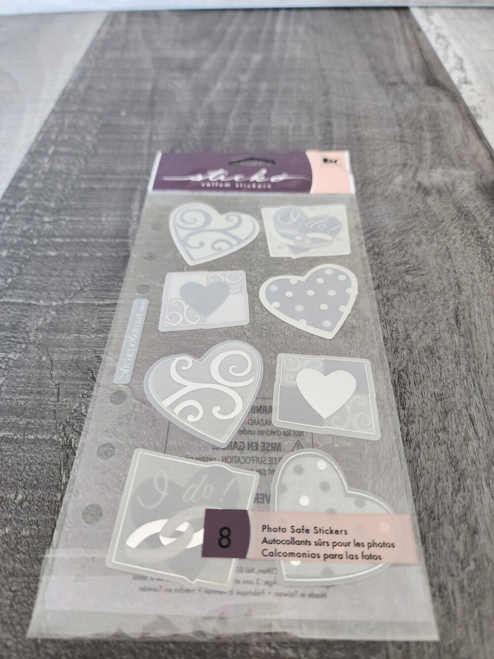 Sticko Stickers - Vellum Hearts Silver I Do's Scrapbooking RETIRED NEW #28